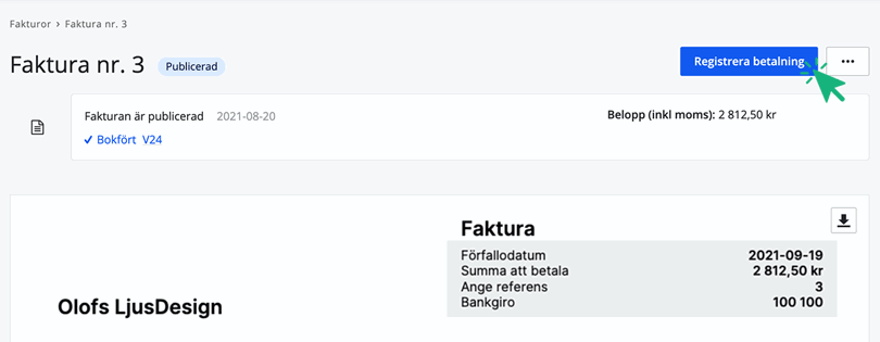 Registrera betalning