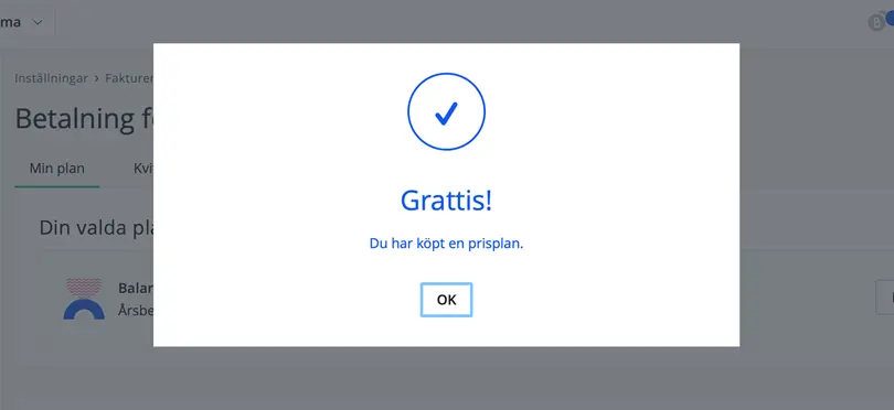 Grattis! Du har köpt en prisplan