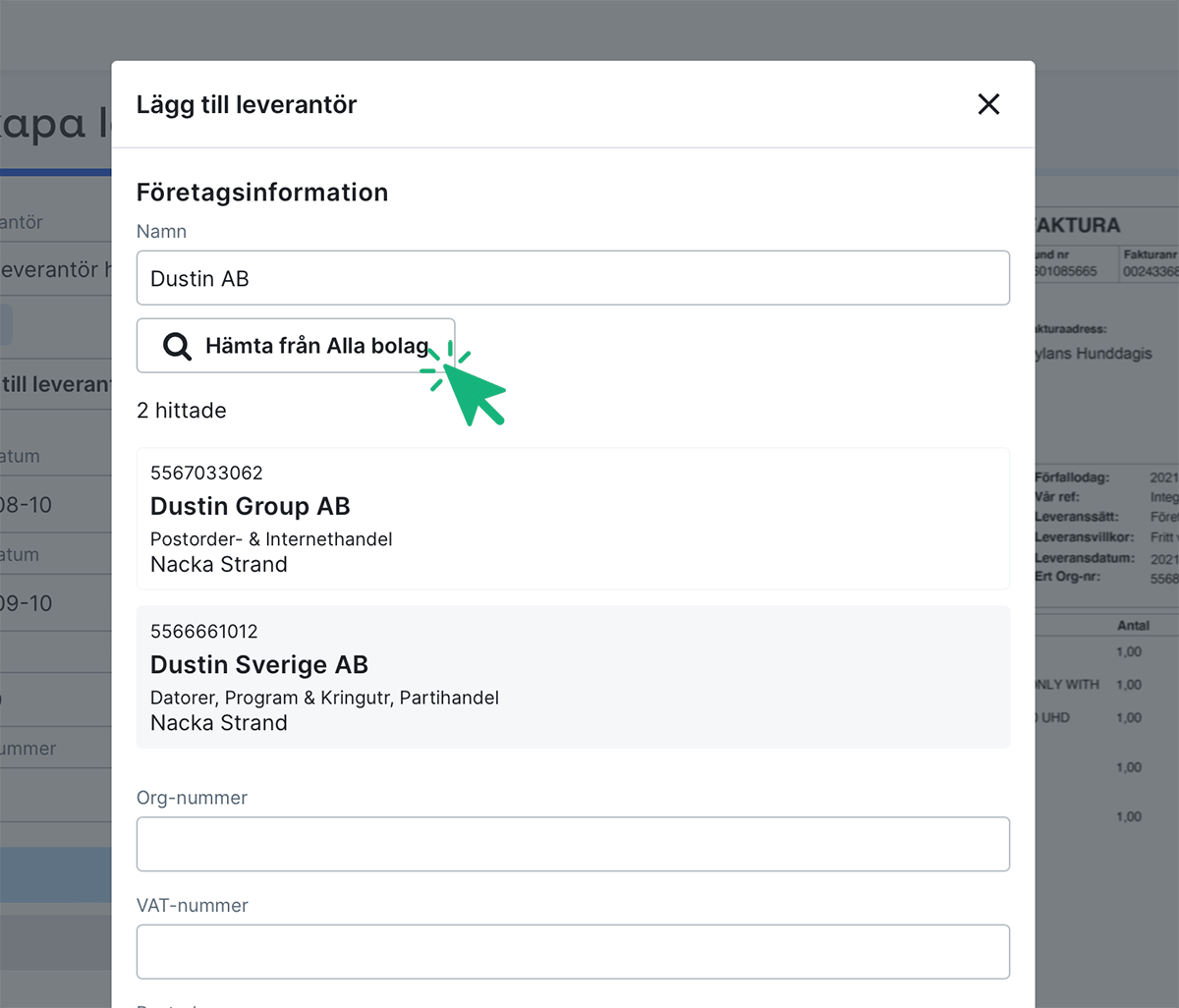 Hämta leverantören från Alla bolag