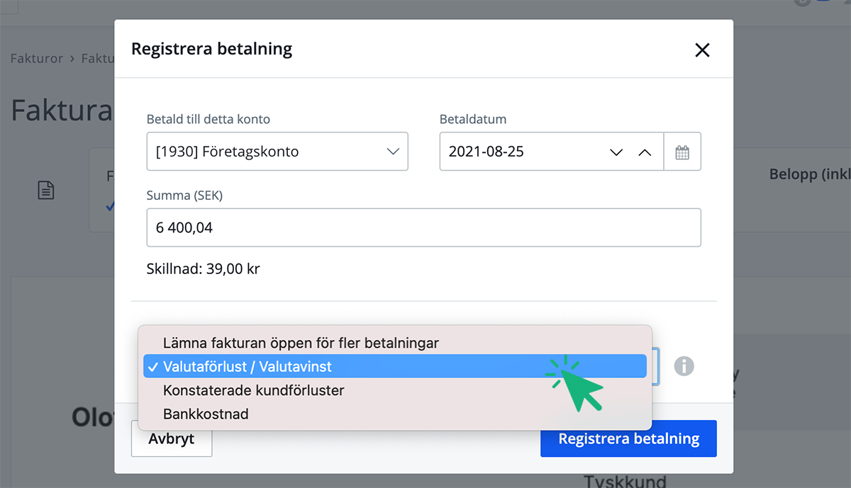 Bokför som valutavinst eller förlust