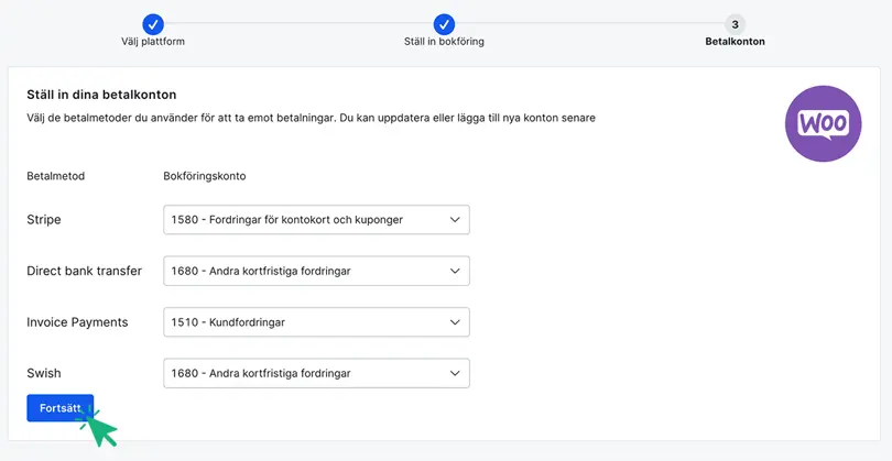 Spara kopplade betalkonton