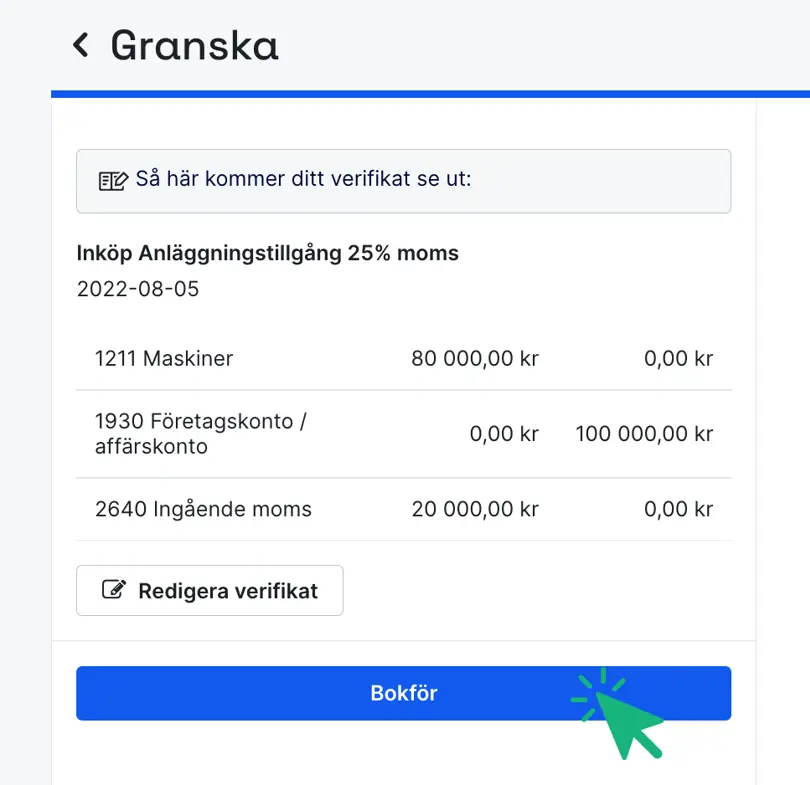 Så kommer verifikatet se ut