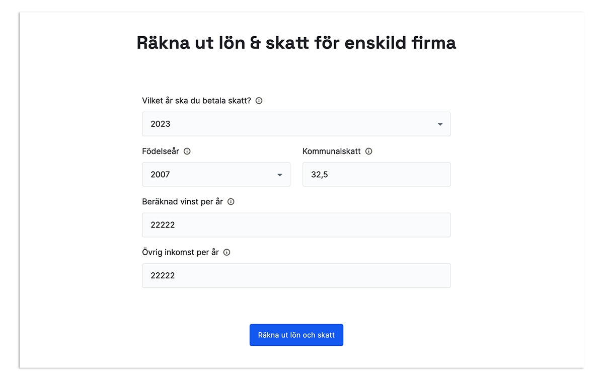 Räkna ut lön och skatt för enskild firma