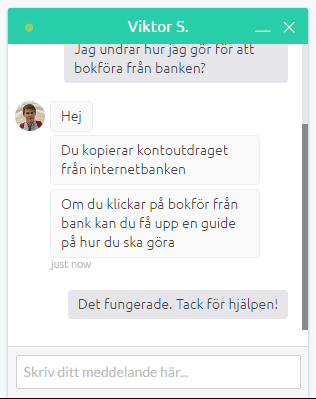 Bokio chatt för nya kunder