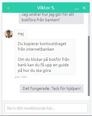 Bokio chatt för nya kunder