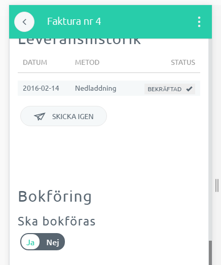 Välj om faktura ska bokföras