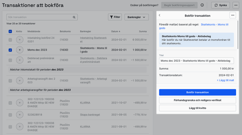 Bokföringsmall moms till godo