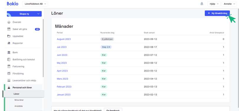 Skapa ny lönekörning