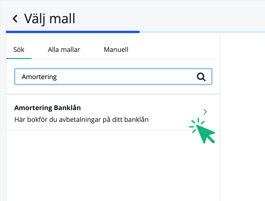 Bokföringsmallen Amortering banlån