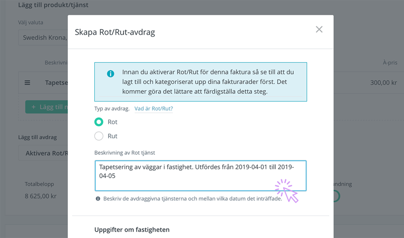 Hur Hittar Man Fastighetsbeteckning Hur skapar jag en faktura med rot- eller rutavdrag? | Bokio