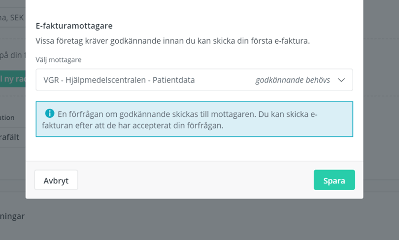 Godkännande av e-fakturamottagare