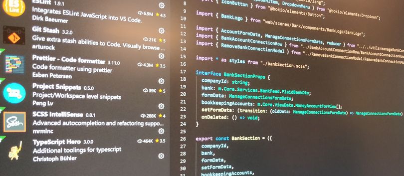 Visual Studio Code screenshot at Bokio