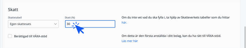 Fyll i egen skattesats i procent
