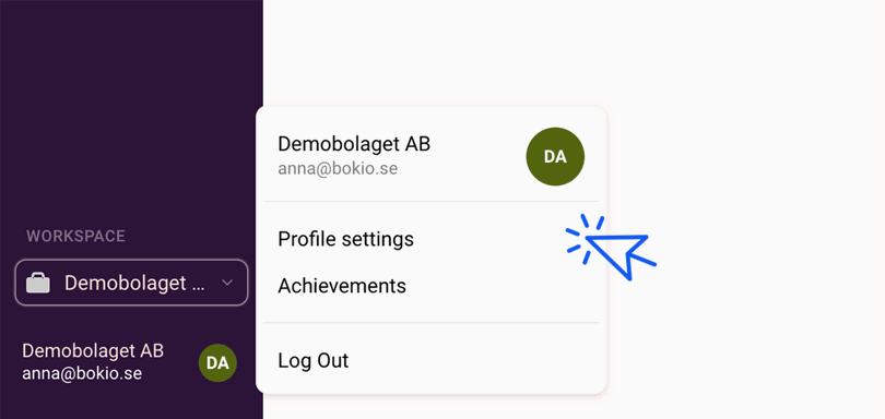 Klicka på din profil och gå till Profile settings