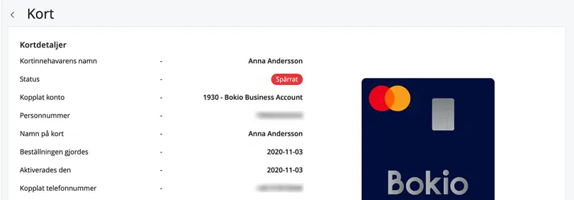 Status för spärrat kort
