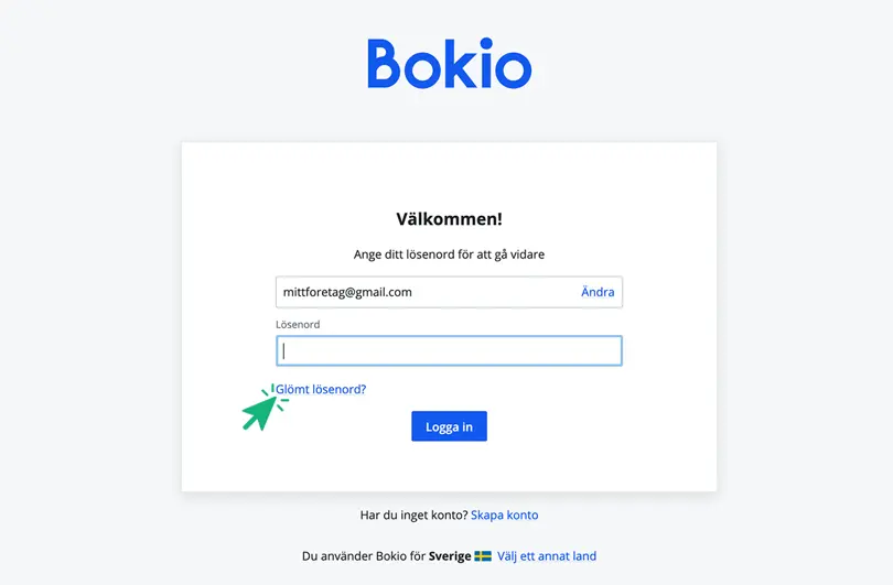 Klicka på Glömt lösenord