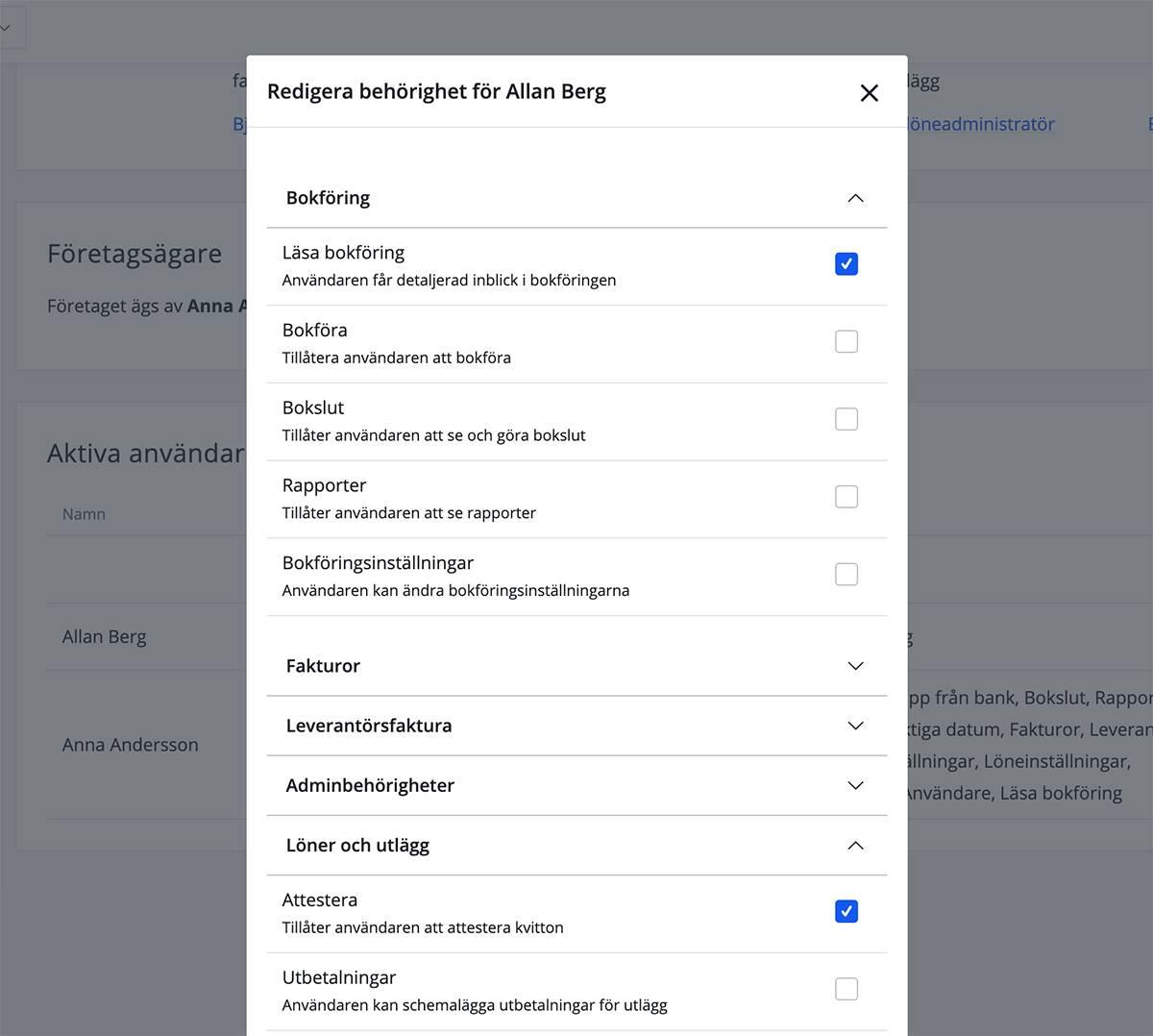 Rättigheter användare