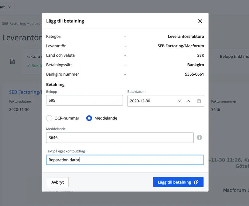 Lägg till betalning