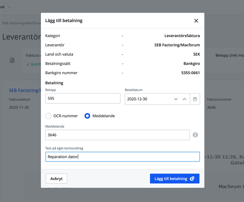 Lägg till betalning