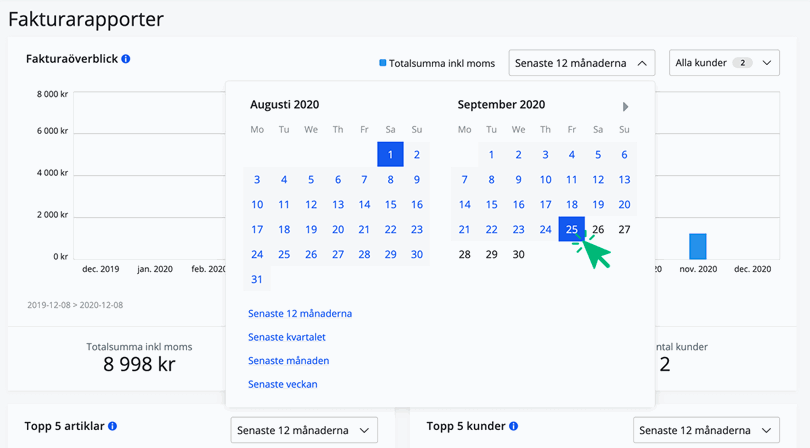 Välj period på fakturaöverblick
