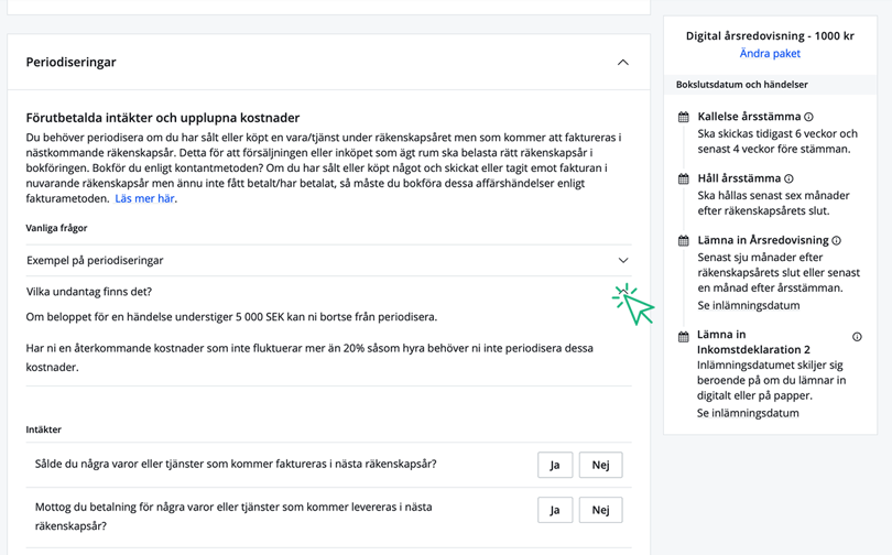 Klicka på dropdown för att läsa mer om periodisering