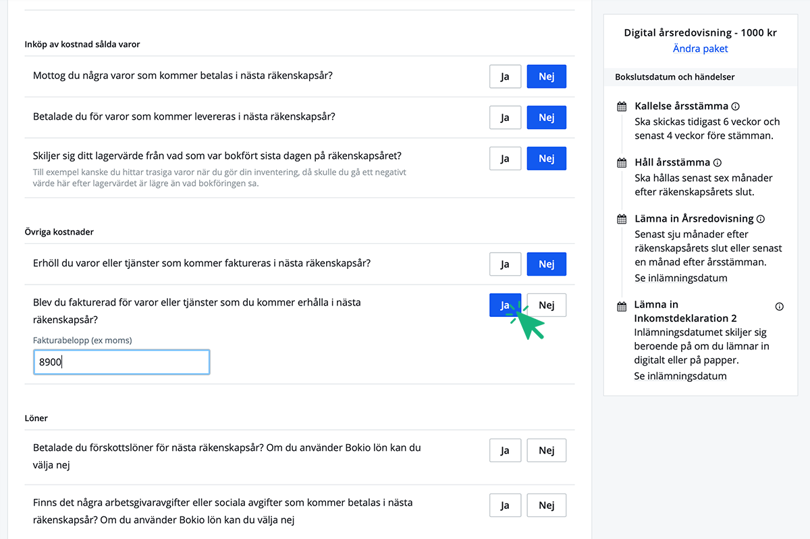 Fyll i belopp för periodisering