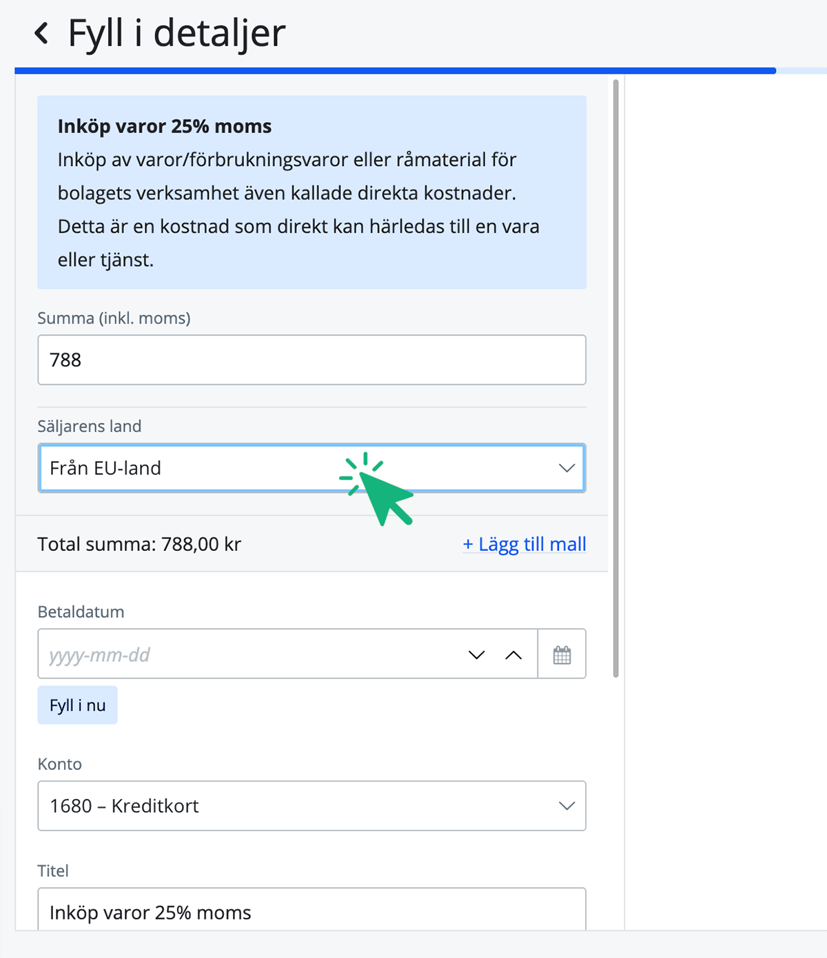 Välj säljarens land