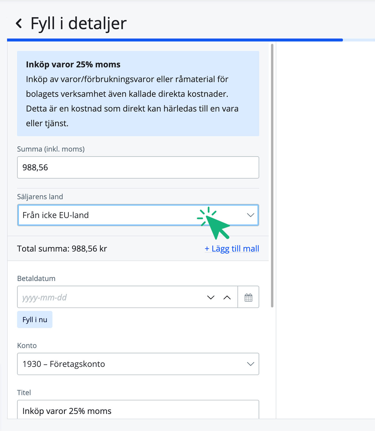 Välj säljarens land från icke EU-land