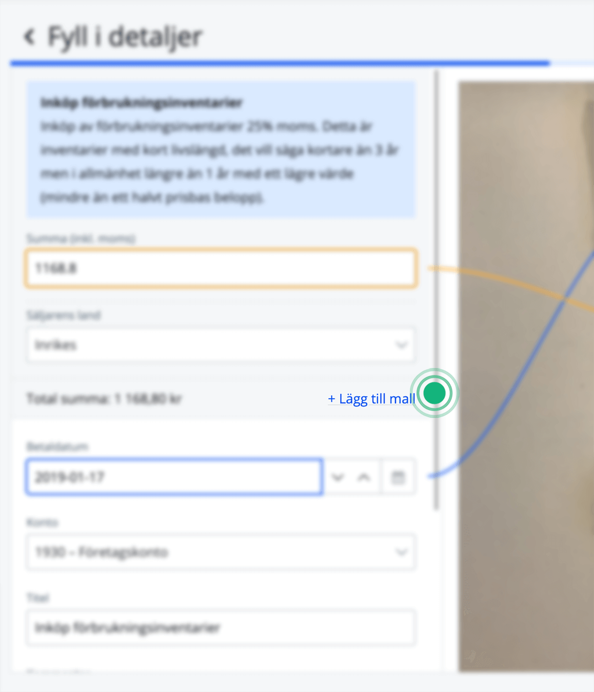 Lägg till bokföringsmall
