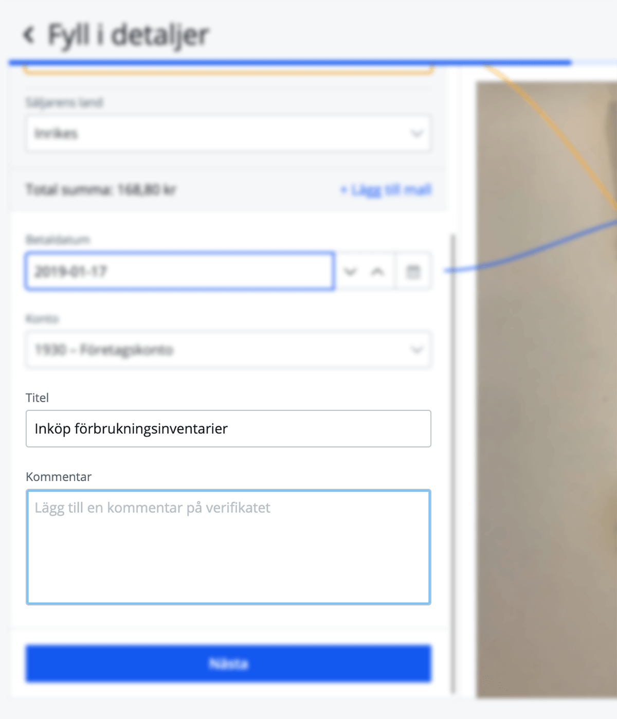 Fyll i titel och kommentar