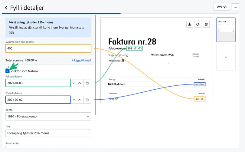Bokför som faktura