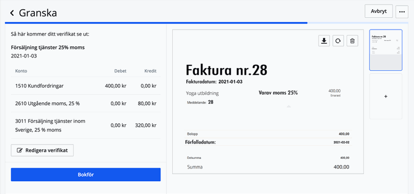 Förhandsgranskning av verifikat