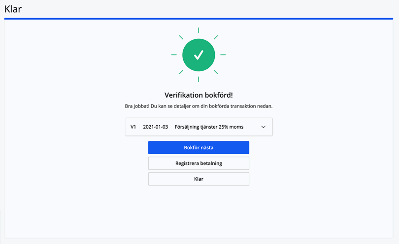 Verifikation bokförd