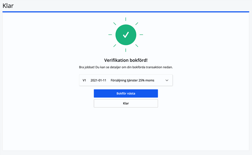 Verifikation bokförd