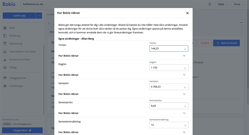 Hur Bokio räknar lön