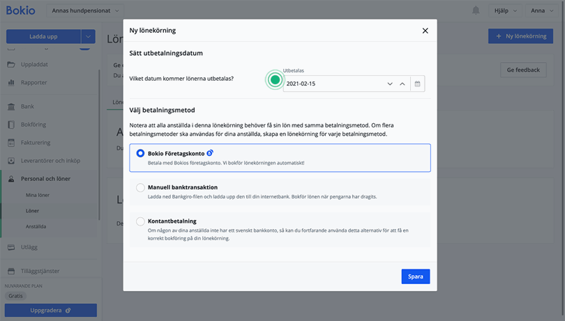 Välj datum och betalningsmetod