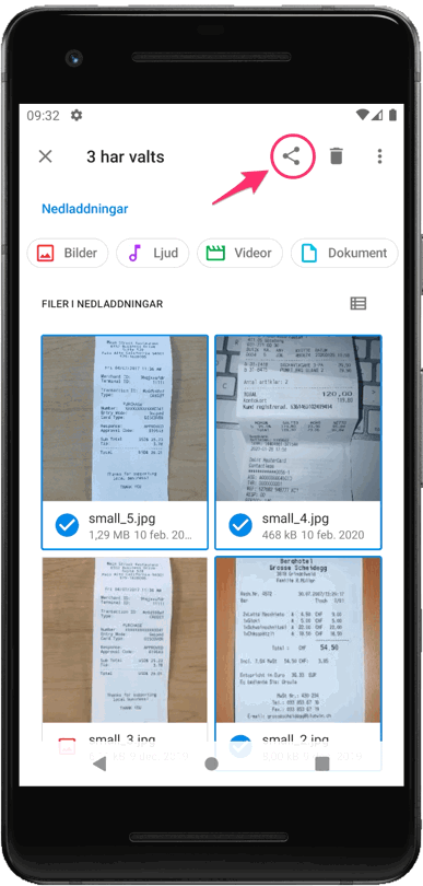 Dela via bilder i android