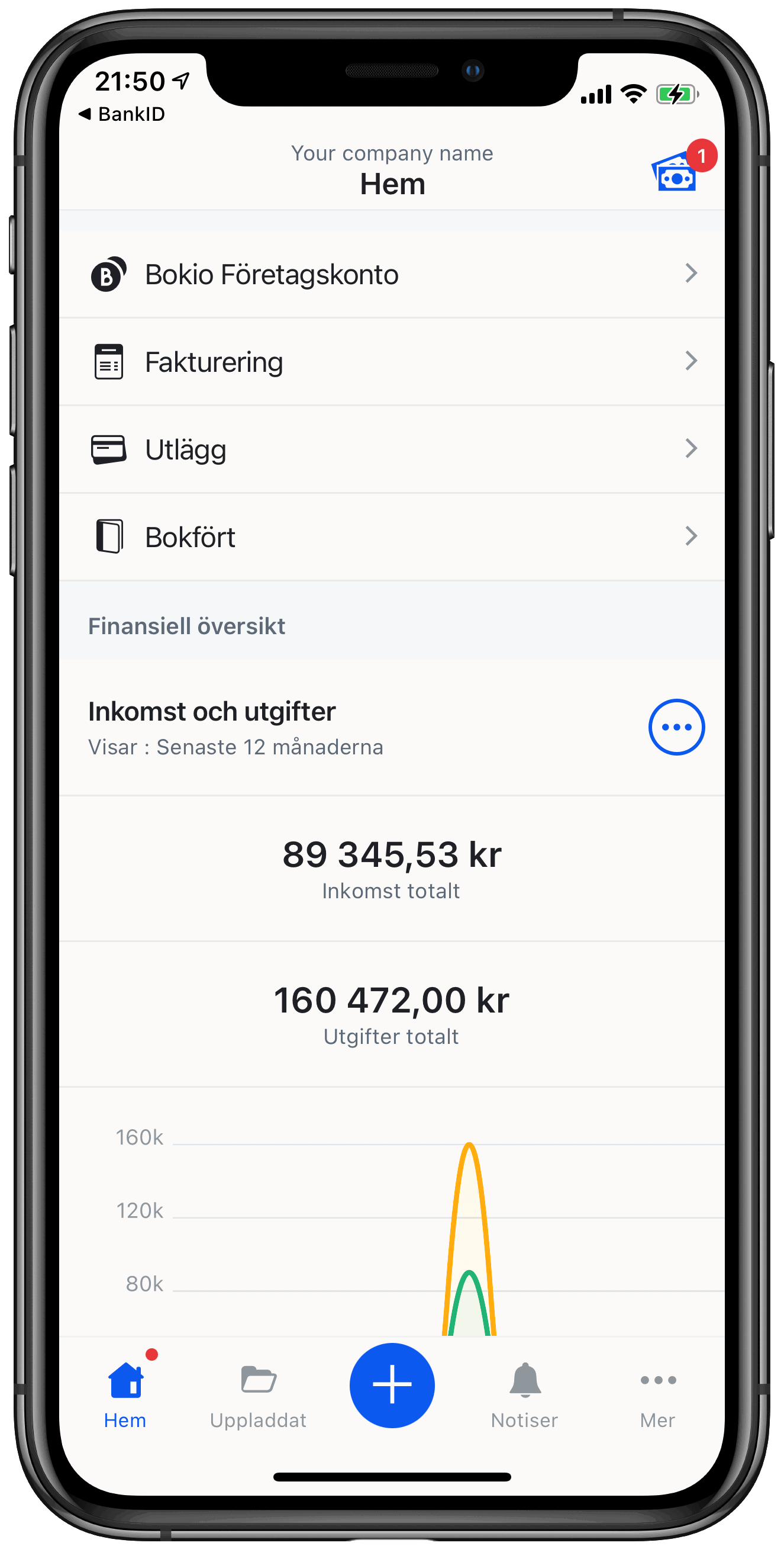 Finansiell översikt i mobilappen