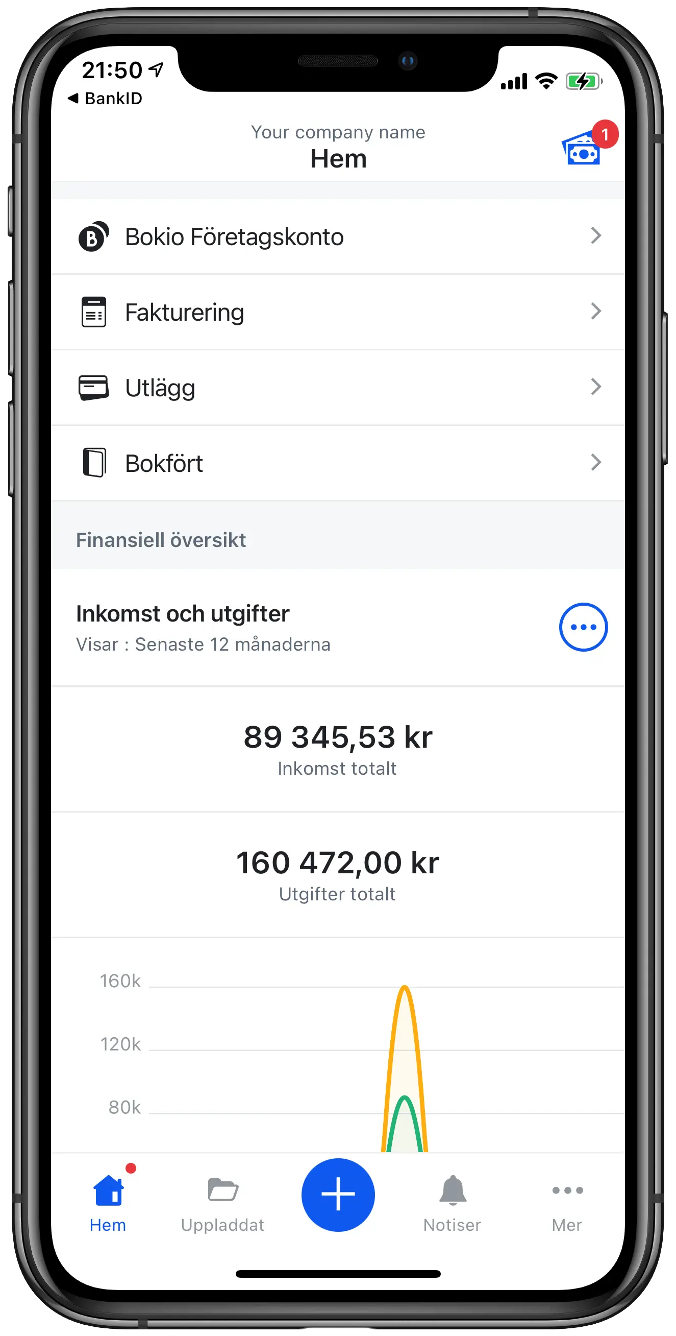 Finansiell översikt i mobilappen