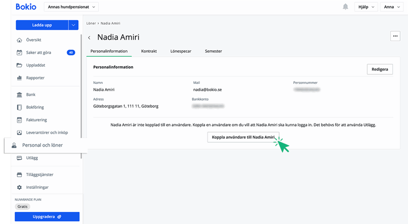 Koppla användare till anställd