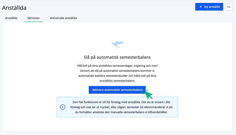 Aktivera automatisk semesterbalans