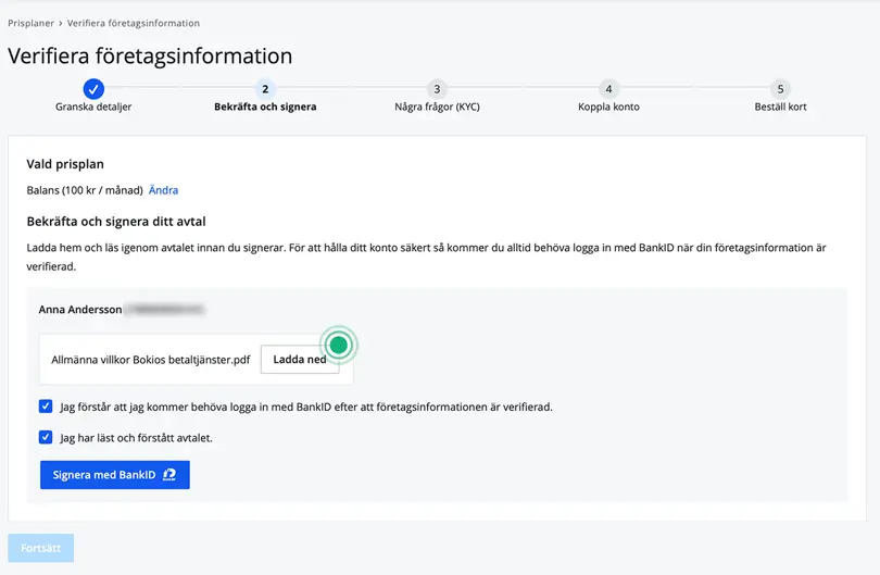 Bekräfta och signera ditt avtal med Bokio