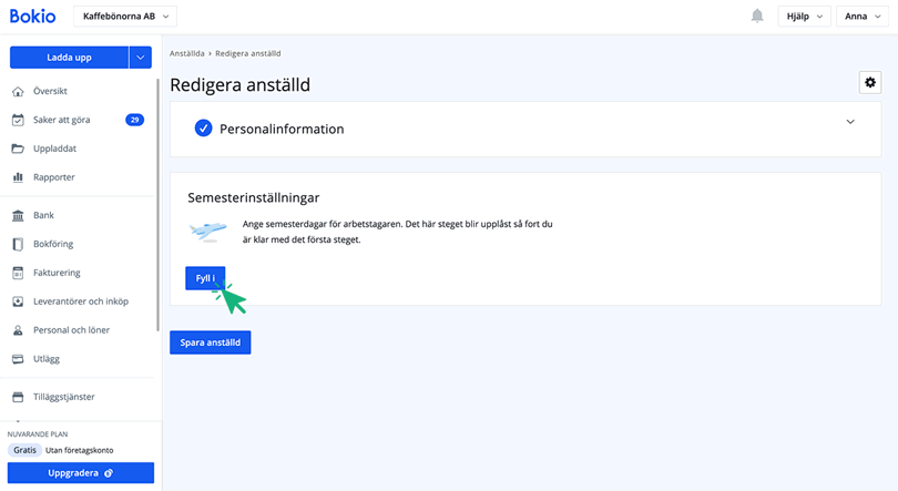 Klicka på Fyll i