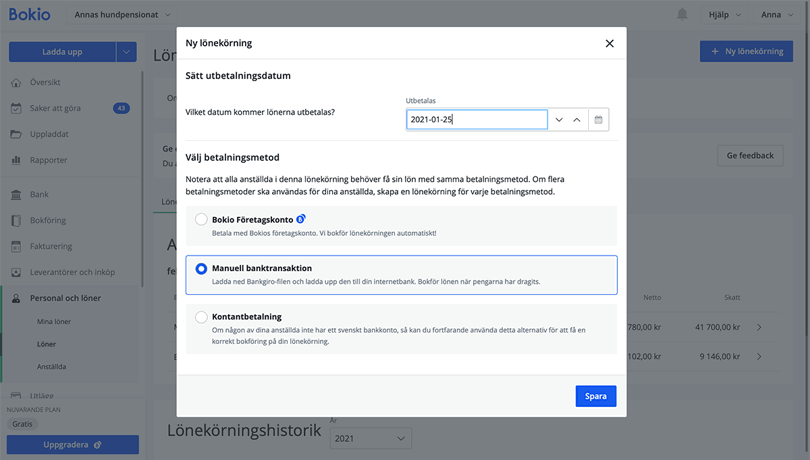 Lönekörning på tidigare datum