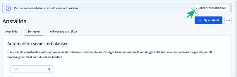 Klicka på Bokför transaktioner