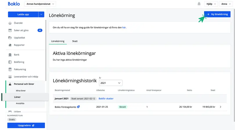 Klicka på Ny lönekörning