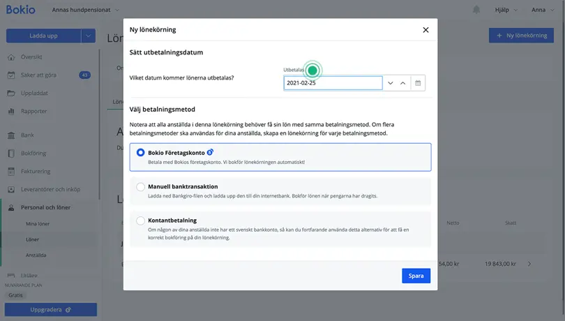 Välj betalmetod Bokio Företagskonto