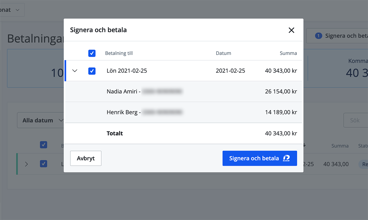 Signera och betala