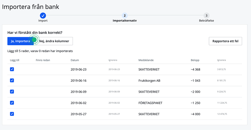 Kontrollera kolumner