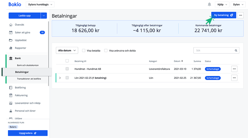 Pil på ny betalning